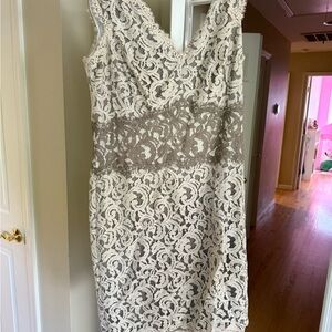 Elegant Lace Dress in Cream and Nude